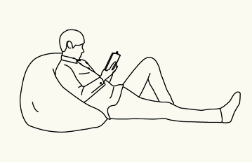 人が椅子に座って読書するイラスト